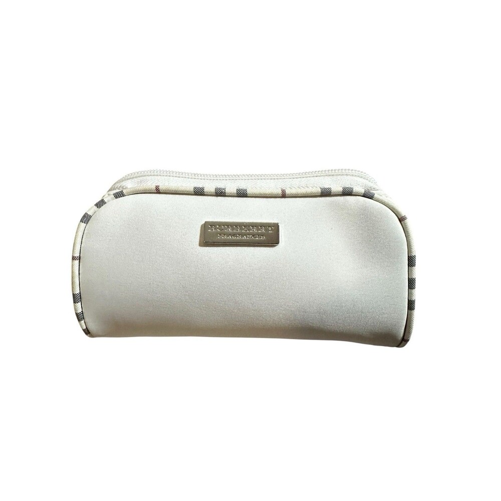 Burberry Fragrances White Make Up Pouch/Bag Silver Hardware EUC